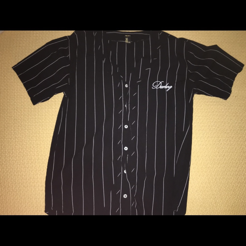 striped baseball style shirt